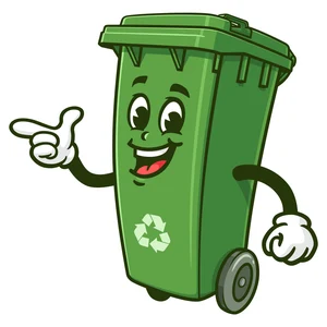 glücklicher grüner Mülleimer